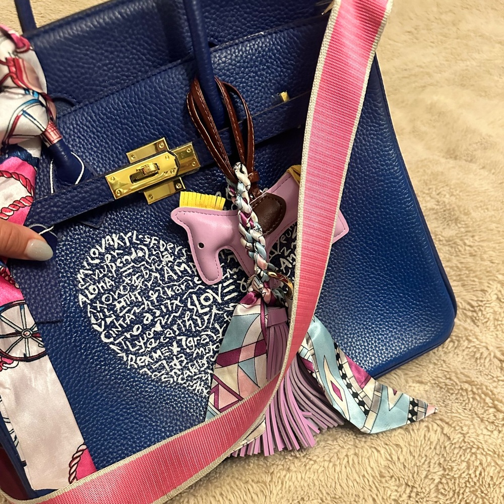 Luxury custom handbag, designer inspired, blue - Picture 2 of 6
